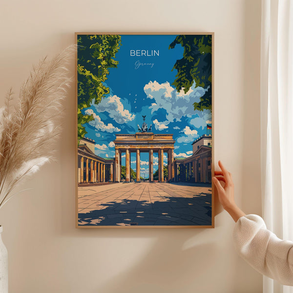 Berlin Travel Poster Wall Art, Travel Print of Berlin, Brandenburg Gate, Berlin Art Lovers Gift, Germany Art Gift