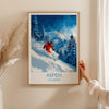 Aspen Travel Poster Wall Art, Travel Print of Aspen, Colorado, USA, Aspen Ski Art Lovers Gift