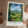 Malvern Hills Travel Poster Wall Art, Malvern Hills Travel Print, English Countryside Art Gift, Wall Art Print