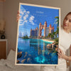 Dubai Travel Poster, Travel Print of Dubai, Palm Jumeirah Dubai Art lovers Gift, UAE Wall Art Gift