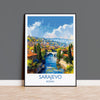 Sarajevo Travel Poster Wall Art, Travel Print of Sarajevo, Bosnia, Sarajevo Wall Art Gift, Bosnia Herzegovina City Print