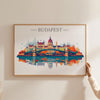 Budapest Travel Poster Skyline Wall Art Landscape, Travel Print of Budapest, Hungary Art Lovers Gift,Landscape Art Gift