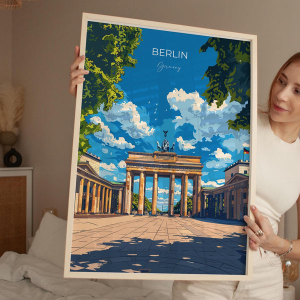 Berlin Travel Poster Wall Art, Travel Print of Berlin, Brandenburg Gate, Berlin Art Lovers Gift, Germany Art Gift