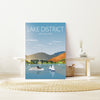 Lake District Travel Poster, Travel Print of Lake District, Cumbria, UK