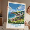 Hope Cove Travel Print, Travel Poster of Hope Cove, England, Devon Art, Hope Cove Art Lovers Gift, Wall Art Print