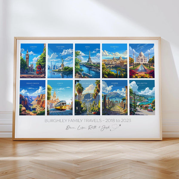 Favourite Places Travel Gift, Personalised Travel Memories Poster, Travel Print Collage, Custom Souvenir Gift for Travel Lovers