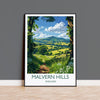 Malvern Hills Travel Poster Wall Art, Malvern Hills Travel Print, English Countryside Art Gift, Wall Art Print