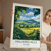 Malvern Hills Travel Poster Wall Art, Malvern Hills Travel Print, English Countryside Art Gift, Wall Art Print