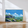 Peak District Landscape Travel Poster Wall Art, Travel Print of Peak District, Peak District Art Lovers Gift, English Countryside