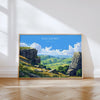 Peak District Landscape Travel Poster Wall Art, Travel Print of Peak District, Peak District Art Lovers Gift, English Countryside