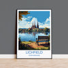 Lichfield Travel Print, Travel Poster of Lichfield, England, Staffordshire Art, Lichfield Art Lovers Gift, Wall Art Print