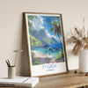 St Lucia Travel Poster Wall Art, Travel Print of St Lucia, Caribbean, St Lucia Art Lovers Gift, Caribbean Gift, Wall Art Print