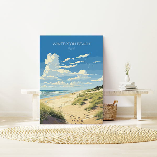 Winterton Beach Print Wall Art, Travel Poster of Winterton Beach, Norfolk, England, Winterton Beach Gift, Norfolk Art Gift, Wall Art Print