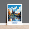 Lichfield Travel Print, Travel Poster of Lichfield, England, Staffordshire Art, Lichfield Art Lovers Gift, Wall Art Print