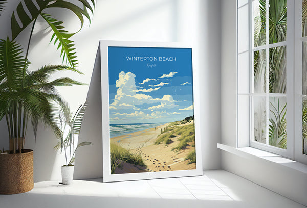 Winterton Beach Print Wall Art, Travel Poster of Winterton Beach, Norfolk, England, Winterton Beach Gift, Norfolk Art Gift, Wall Art Print