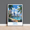 Miami Travel Print Wall Art, Travel Poster of Miami, Miami Art Lovers Gift, USA Art Gift