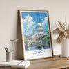 London Travel Print Wall Art, Travel Poster of London, London Art Lovers Gift, St Pauls Cathedral Art Gift