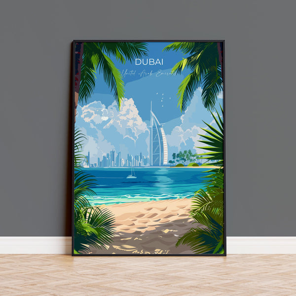 Dubai Travel Poster, Travel Print of Dubai, Dubai Art lovers Gift, UAE Wall Art Gift