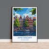 Amsterdam Travel Poster, Travel Print of Amsterdam, Netherlands, Dutch Art Lovers Gift, Wall Art Print