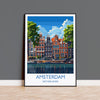 Amsterdam Travel Poster, Travel Print of Amsterdam, Netherlands, Dutch Art Lovers Gift, Wall Art Print