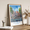 Amsterdam Travel Poster, Travel Print of Amsterdam, Netherlands, Dutch Art Lovers Gift, Wall Art Print