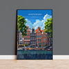 Amsterdam Travel Print, Travel Poster of Amsterdam, Netherlands, Dutch Art Lovers Gift, Wall Art Print