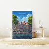 Amsterdam Travel Print, Travel Poster of Amsterdam, Netherlands, Dutch Art Lovers Gift, Wall Art Print