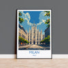 Milan Travel Poster Wall Art, Travel Print of Milan, Milan Art Lovers Gift, Italy, Italian City Art Gift