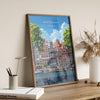 Amsterdam Travel Print, Travel Poster of Amsterdam, Netherlands, Dutch Art Lovers Gift, Wall Art Print