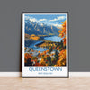 Queenstown Travel Print, Travel Poster of Queenstown, New Zealand Art Lovers Gift, Queenstown Wall Art