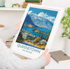 Queenstown Travel Print, Travel Poster of Queenstown, New Zealand Art Lovers Gift, Queenstown Wall Art