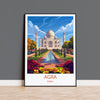 Agra Travel Print, Travel Poster of Agra, Taj Mahal Art Lovers Gift, Uttar Pradesh, India Wall Art