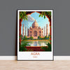 Agra Travel Print, Travel Poster of Agra, Taj Mahal Art Lovers Gift, Uttar Pradesh, India Wall Art