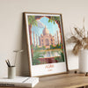 Agra Travel Print, Travel Poster of Agra, Taj Mahal Art Lovers Gift, Uttar Pradesh, India Wall Art