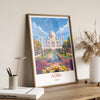 Agra Travel Print, Travel Poster of Agra, Taj Mahal Art Lovers Gift, Uttar Pradesh, India Wall Art