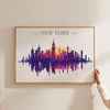 New York Skyline Travel Poster Wall Art Landscape, Travel Print of New York, New York Art Lovers Gift,USA Art Gift