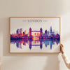 London Skyline Travel Poster Wall Art Landscape, Travel Print of London, London Art Lovers Gift,UK Art Gift