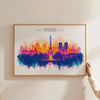 Paris Skyline Travel Poster Wall Art Landscape, Travel Print of Paris, Paris Art Lovers Gift,France Art Gift