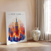 New York Christmas Skyline Travel Print Wall Art, New York Skyline Travel Poster, New York City, US City Art, New York Art Lovers Gift