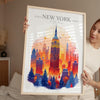 New York Christmas Skyline Travel Print Wall Art, New York Skyline Travel Poster, New York City, US City Art, New York Art Lovers Gift