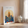 New York Christmas Skyline Travel Poster Wall Art, New York Skyline Travel Print, New York City, US City Art, New York Art Lovers Gift