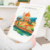 Florence Skyline Travel Poster Wall Art, Florence Skyline Travel Print, Florence City, Italy City Art Gift, Florence Art Lovers Gift