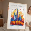 New York Skyline Travel Print Wall Art, New York Skyline Travel Poster, New York City, US City Art, New York Art Lovers Gift