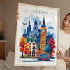 London Skyline Travel Print Wall Art, London Skyline Travel Poster, London City, England City Art, UK Art Gift, London Lovers Gift