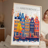 Amsterdam Skyline Travel Print Wall Art, Amsterdam Skyline Travel Poster, Amsterdam City, Netherlands City Art, Amsterdam Art Lovers Gift