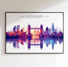 London Skyline Travel Poster Wall Art Landscape, Travel Print of London, London Art Lovers Gift,UK Art Gift