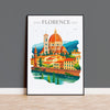 Florence Skyline Travel Poster Wall Art, Florence Skyline Travel Print, Florence City, Italy City Art Gift, Florence Art Lovers Gift