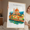 Florence Skyline Travel Poster Wall Art, Florence Skyline Travel Print, Florence City, Italy City Art Gift, Florence Art Lovers Gift