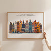 Amsterdam Skyline Travel Poster Wall Art Landscape, Travel Print of Amsterdam, Amsterdam Art Lovers Gift,Netherlands Art Gift