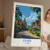 Esher Travel Print, Travel Poster of Esher, Surrey Poster, Esher Art Gift, London Art Lovers UK Travel Gift